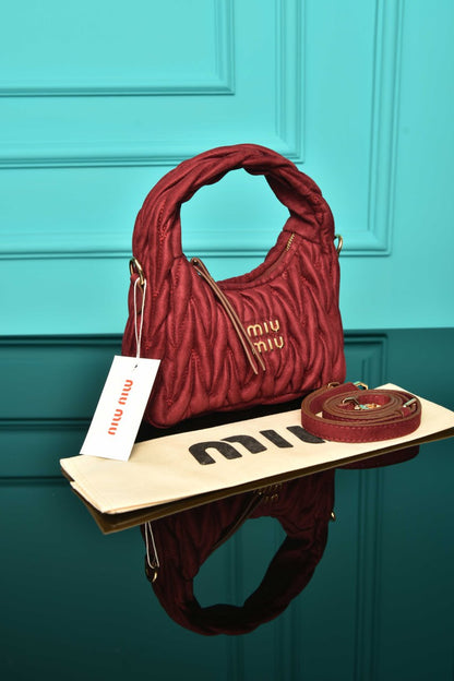 MM - Wander Matelasse Nappa Leather Hobo Mini Bag  in Suede