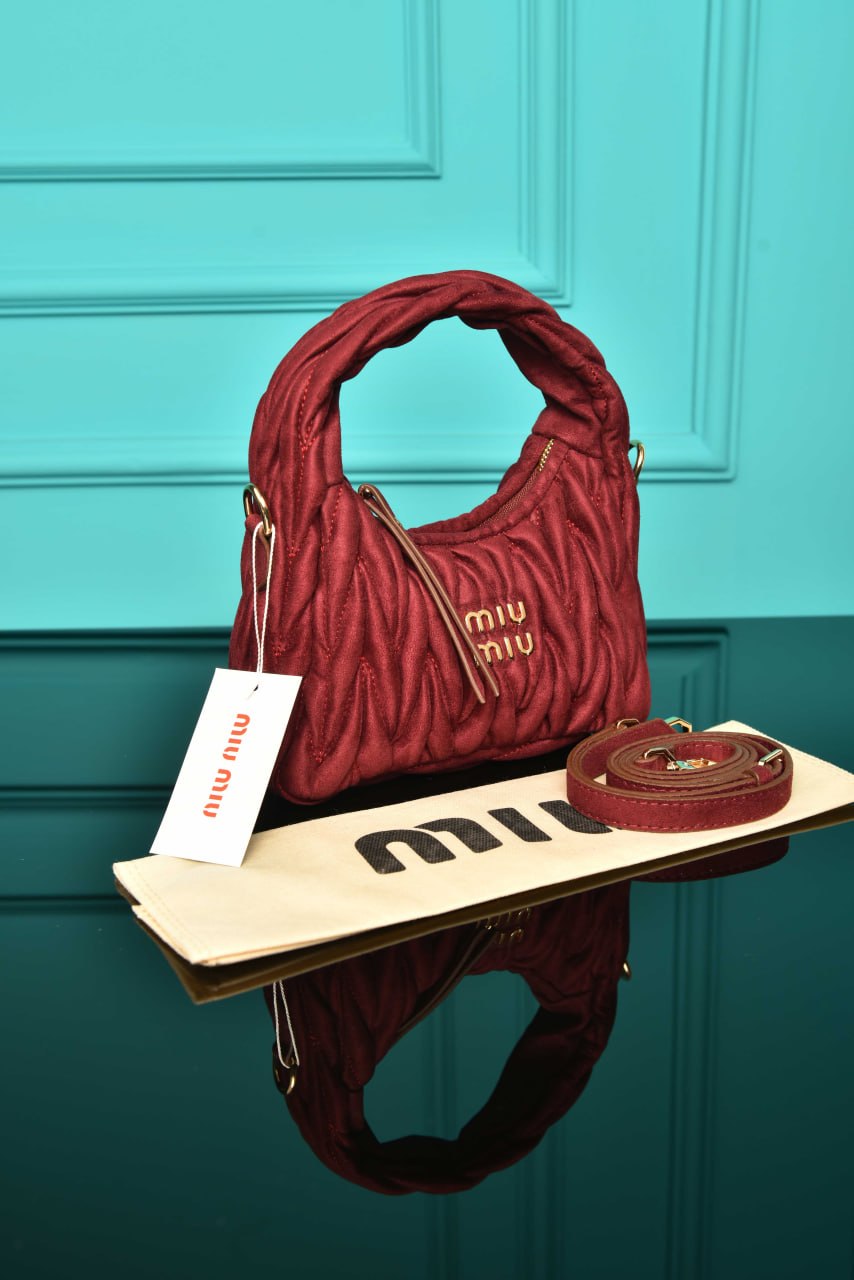 MM - Wander Matelasse Nappa Leather Hobo Mini Bag  in Suede