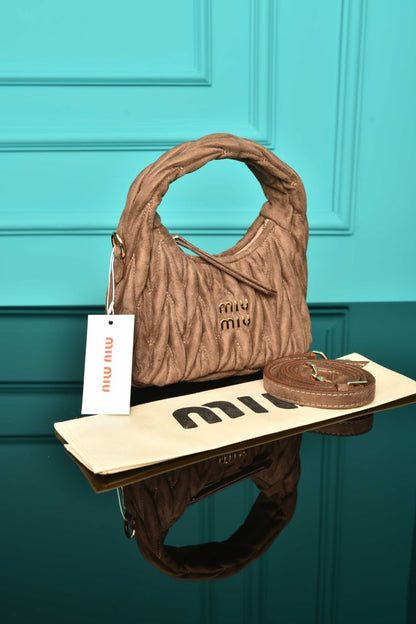 MM - Wander Matelasse Nappa Leather Hobo Mini Bag  in Suede
