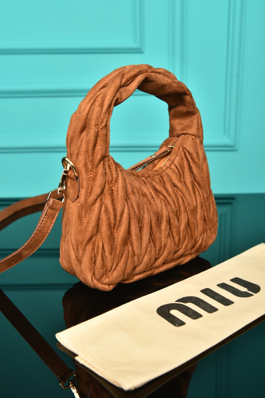 MM - Wander Matelasse Nappa Leather Hobo Mini Bag  in Suede