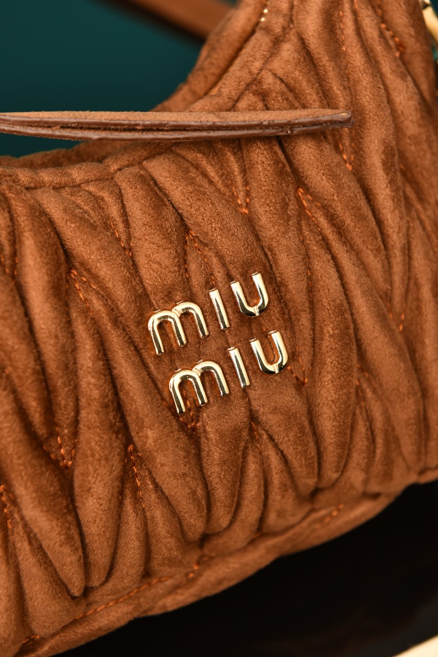MM - Wander Matelasse Nappa Leather Hobo Mini Bag  in Suede