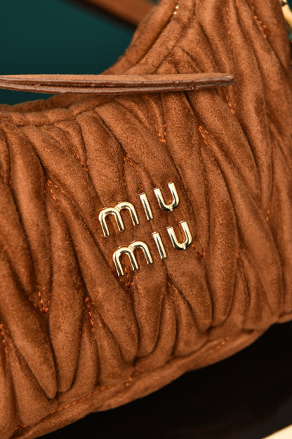 MM - Wander Matelasse Nappa Leather Hobo Mini Bag  in Suede