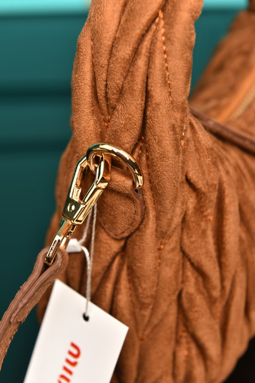 MM - Wander Matelasse Nappa Leather Hobo Mini Bag  in Suede