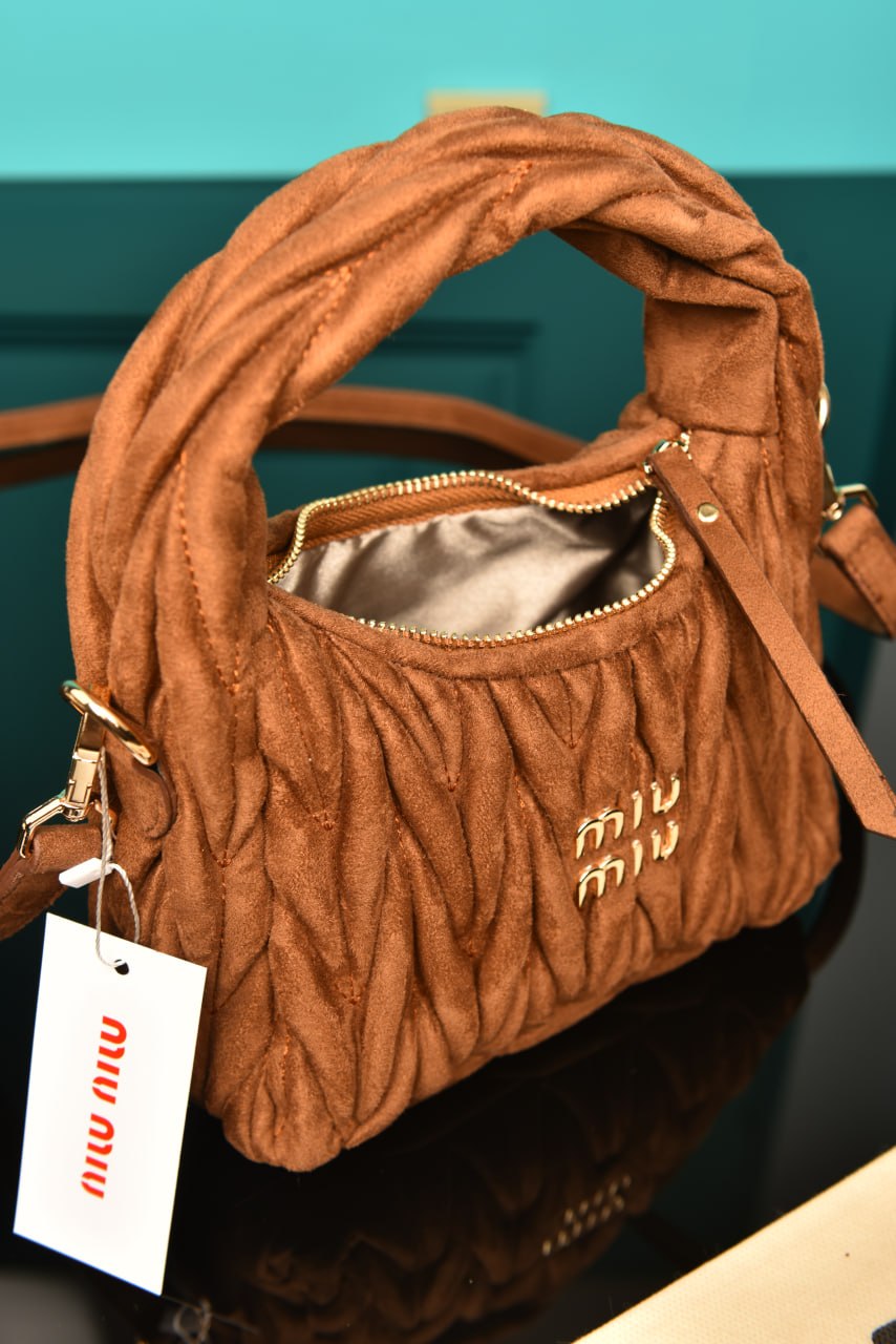 MM - Wander Matelasse Nappa Leather Hobo Mini Bag  in Suede
