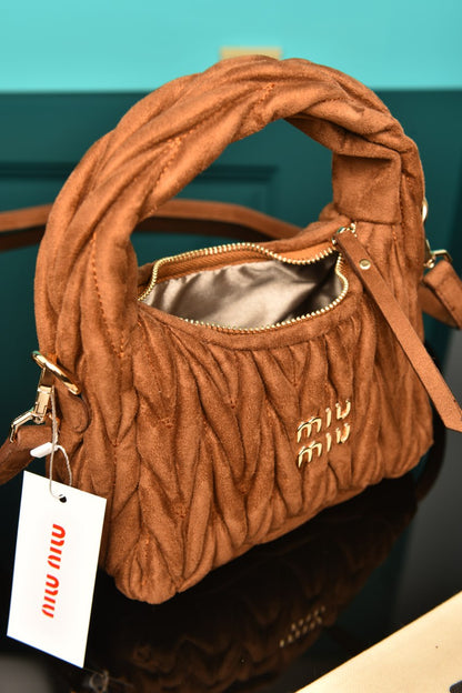 MM - Wander Matelasse Nappa Leather Hobo Mini Bag  in Suede