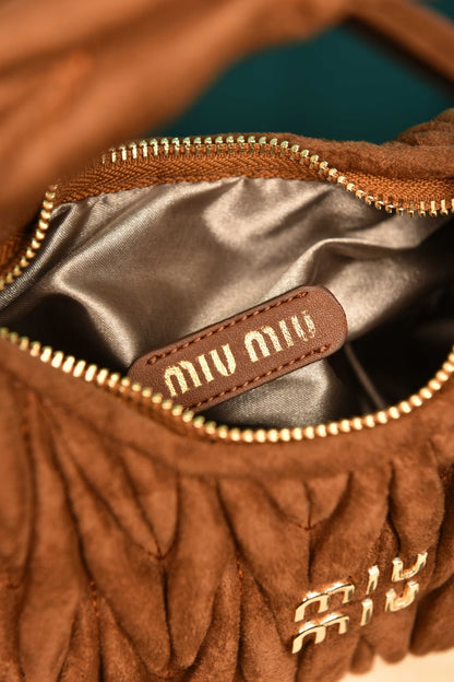 MM - Wander Matelasse Nappa Leather Hobo Mini Bag  in Suede