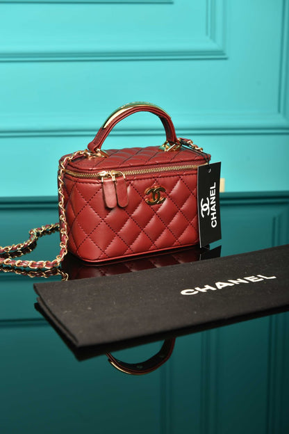 CH - Quilted Small Lambskin Vanity Case Bag