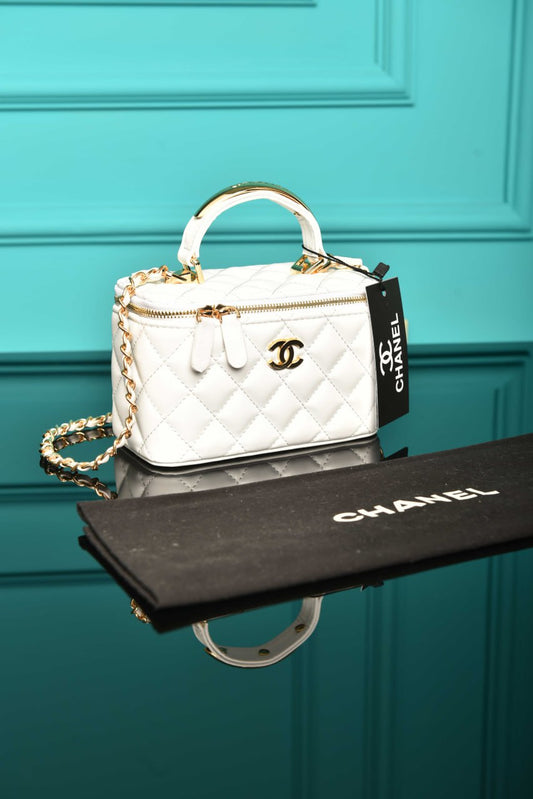CH - Quilted Small Lambskin Vanity Case Bag