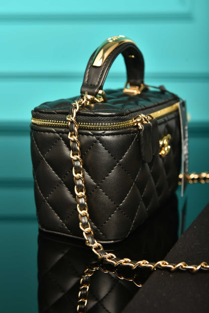 CH - Quilted Small Lambskin Vanity Case Bag