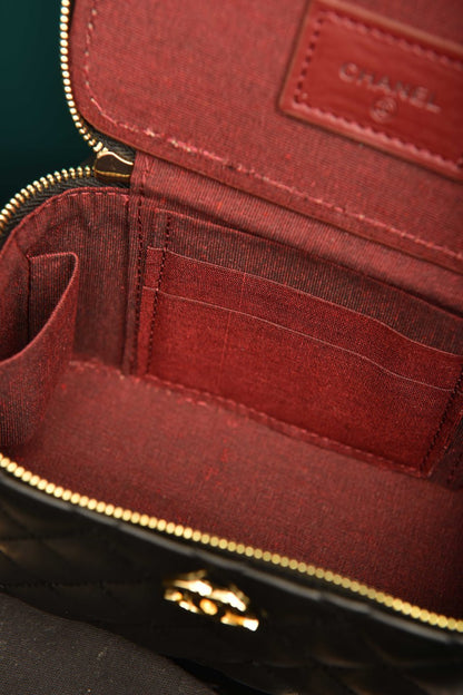 CH - Quilted Small Lambskin Vanity Case Bag
